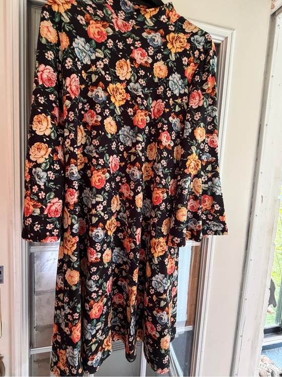 RIANI Other - RIANI Black Floral Long Sleeve Girls Dress with Multicolor Blooms